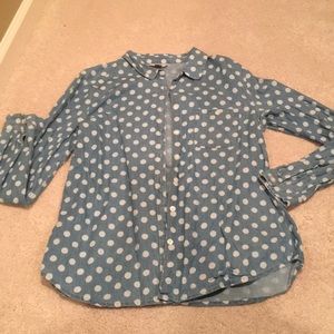 Loft Denim Polka Dot Button Down